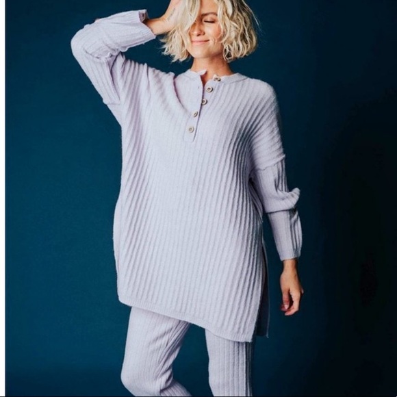 Free People Around the Clock Tunic Sweater Lavendar - Picture 3 of 12
